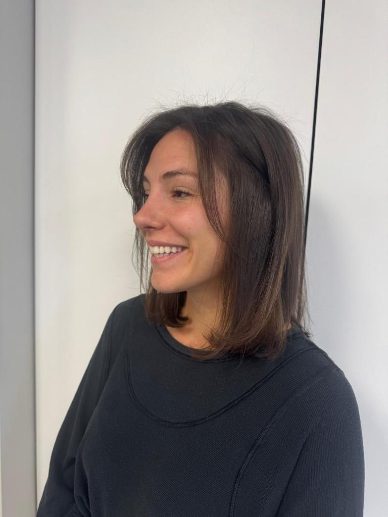 Warm brown balayage with layered cut